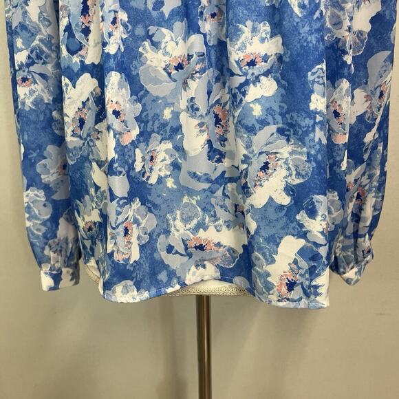 VICI Blouse Top size Extra Small Blue White Floral Peasant Boho Wedding Prairie - Picture 5 of 8